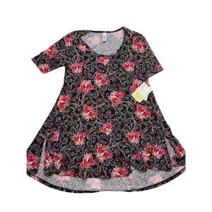 LuLaRoe‎ Perfect T Black Red Floral Scroll Pattern XXS NEW